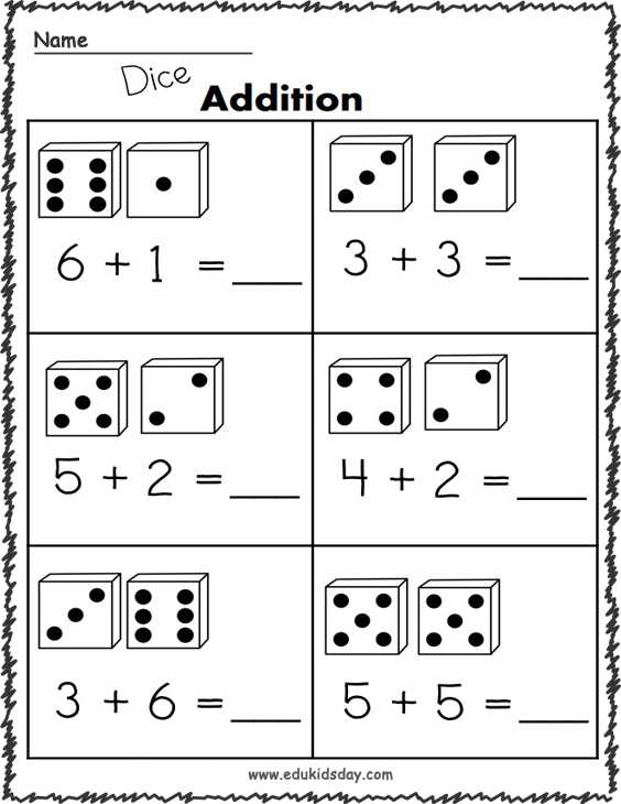 Addition Printable - 1 Digit with Dice