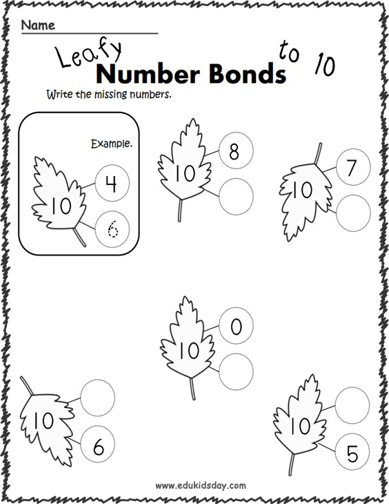 Number Bonds Practice Worksheets