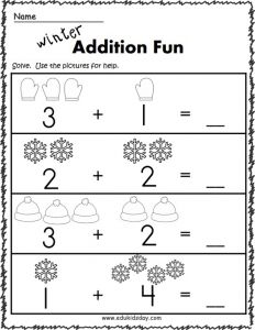 Free Addition Worksheets Math for Kindergarten - Edukidsday.com