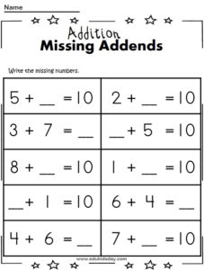 Printable Addition 1 Digit Worksheet For Kindergartens - Edukidsday.com