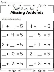 Printable Addition 1 Digit Worksheet For Kindergartens - Edukidsday.com