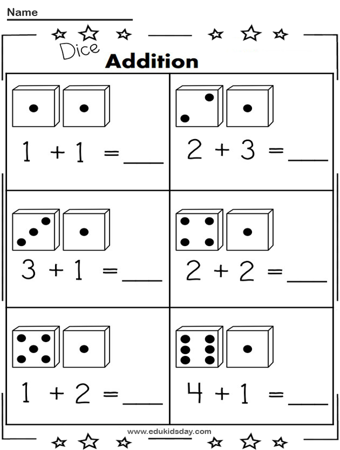 Free 1 Digit Addition Worksheet Using Dice