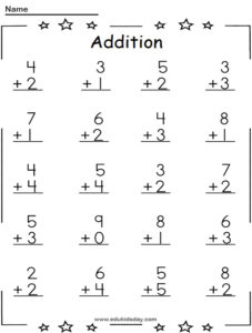 Free Addition 1 Digit Printable Worksheet for Kids - Edukidsday.com