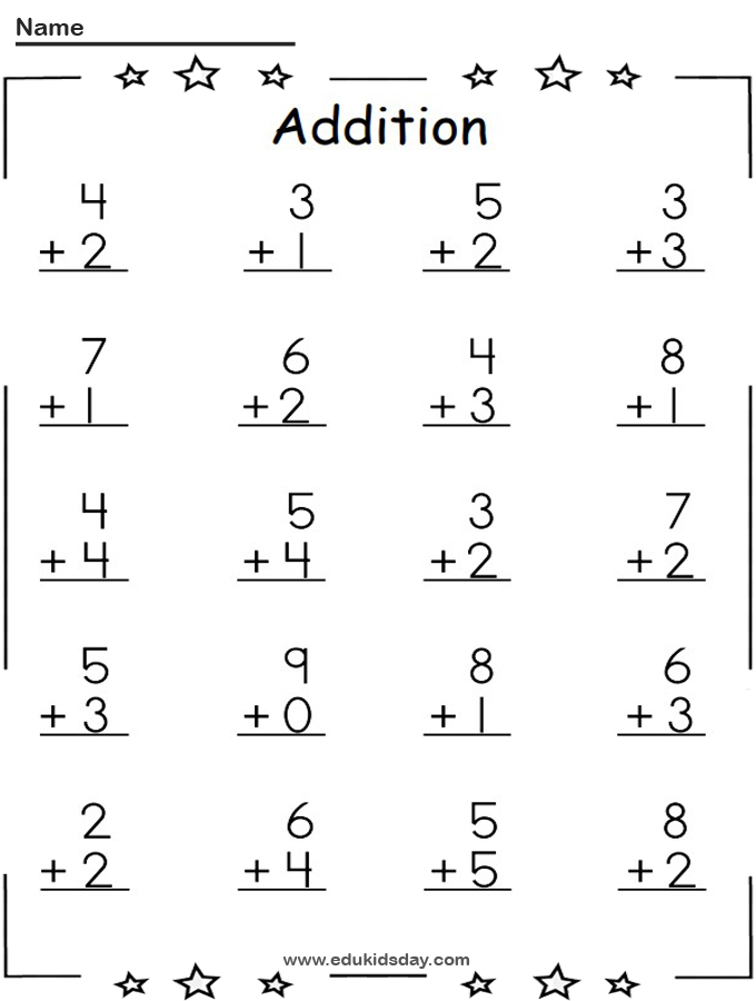 Free Addition 1 Digit Printable Worksheet for Kids