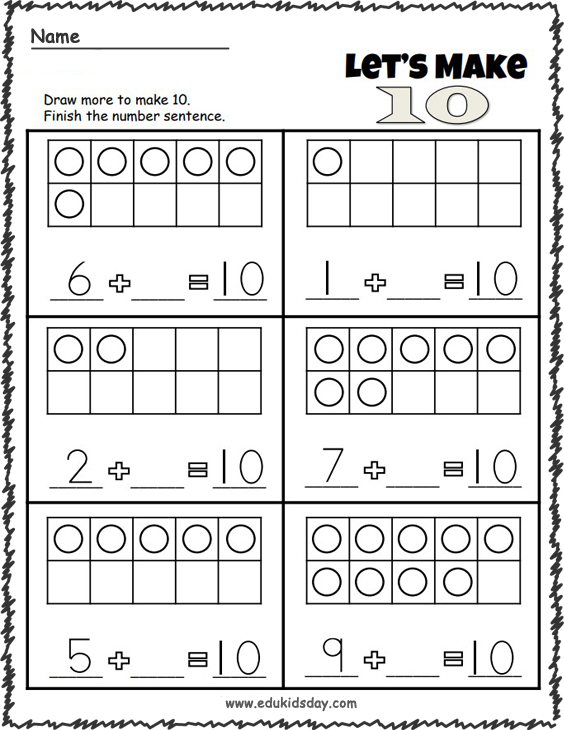 Free Kindergarten Math Addition Make 10 Worksheet