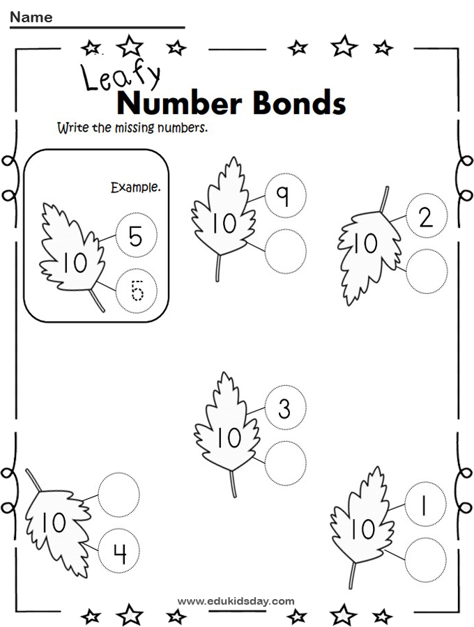 Free Number Bonds Worksheet Fall or Spring Leaves Make 10