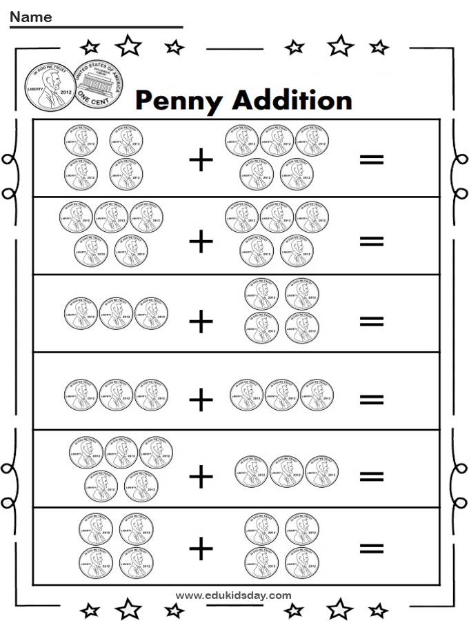 Free Penny Addition Up to 10 With Pennies