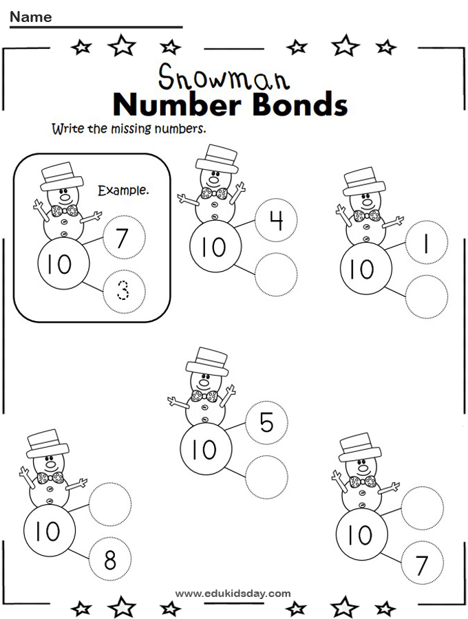 Free Winter Addition to 10 Number Bonds