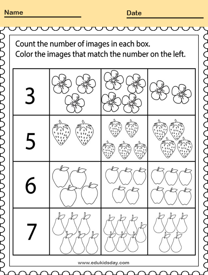 Free Printable Kindergarten Math Worksheets – Counting Number for Kids ...