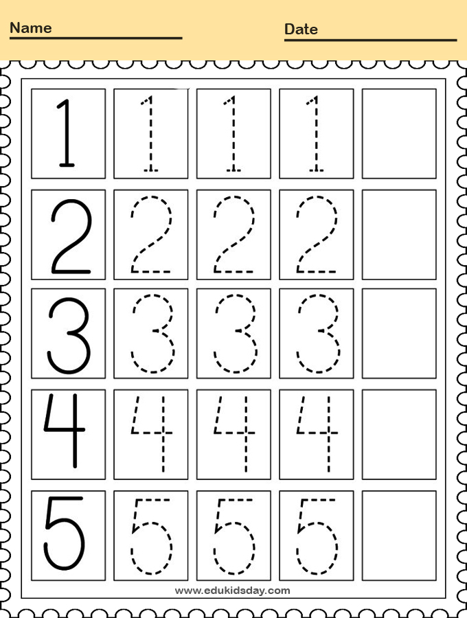 Traceable Numbers Worksheet for Kindergarten